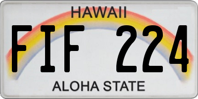HI license plate FIF224