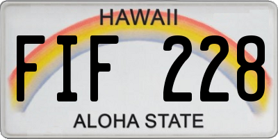 HI license plate FIF228