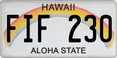 HI license plate FIF230