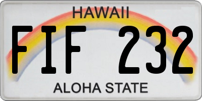 HI license plate FIF232