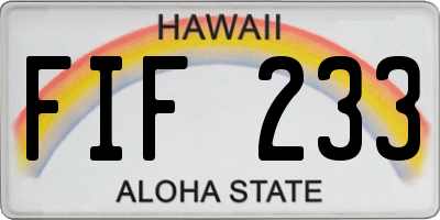 HI license plate FIF233