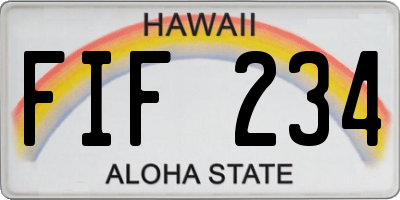 HI license plate FIF234