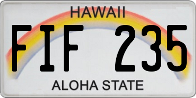 HI license plate FIF235