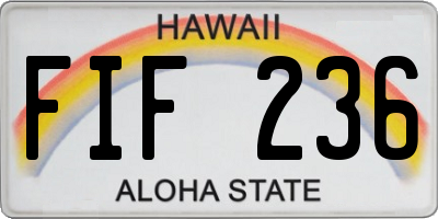 HI license plate FIF236
