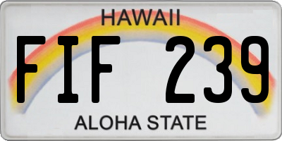HI license plate FIF239