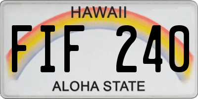 HI license plate FIF240