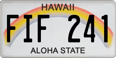 HI license plate FIF241