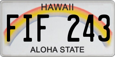 HI license plate FIF243