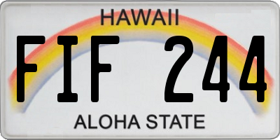 HI license plate FIF244