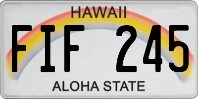 HI license plate FIF245