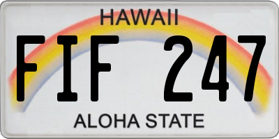 HI license plate FIF247