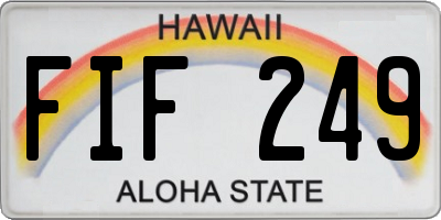 HI license plate FIF249