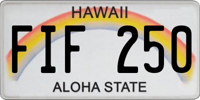 HI license plate FIF250