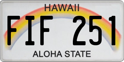HI license plate FIF251