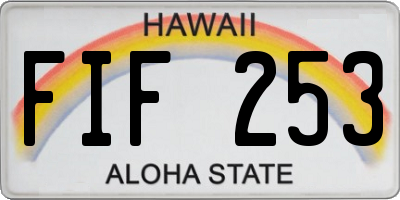HI license plate FIF253