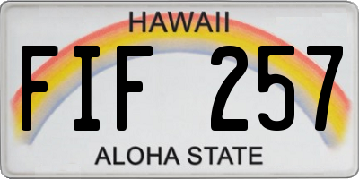 HI license plate FIF257