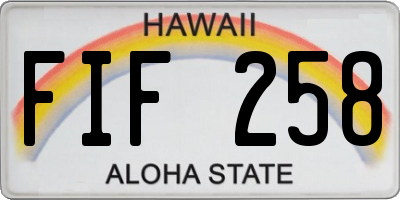 HI license plate FIF258