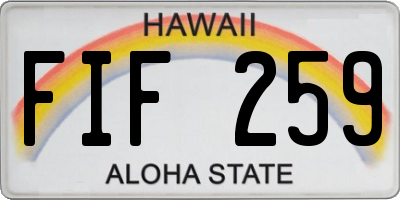HI license plate FIF259