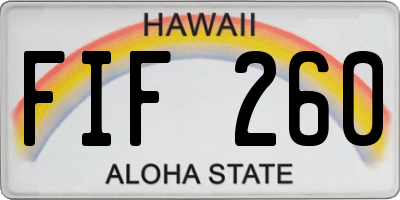 HI license plate FIF260