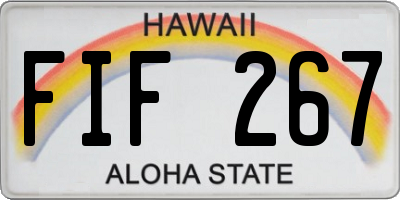 HI license plate FIF267