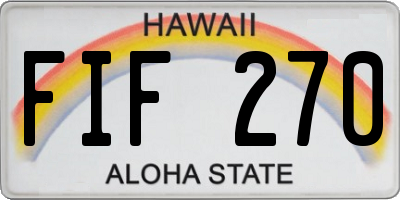 HI license plate FIF270