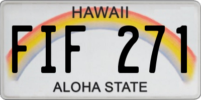 HI license plate FIF271