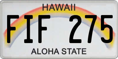 HI license plate FIF275