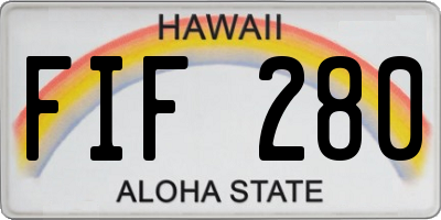 HI license plate FIF280