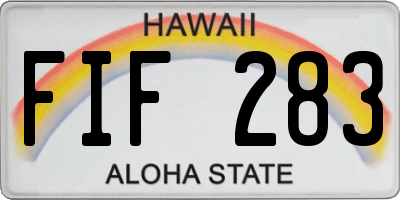 HI license plate FIF283