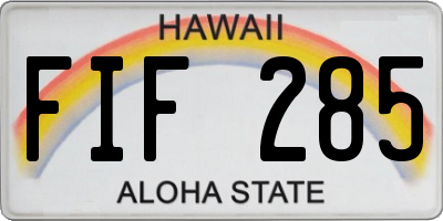 HI license plate FIF285