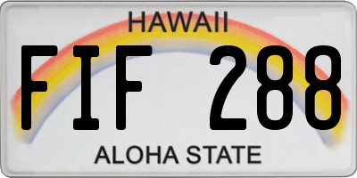 HI license plate FIF288