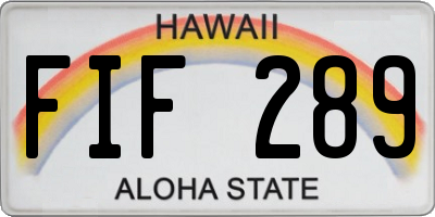 HI license plate FIF289