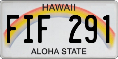 HI license plate FIF291
