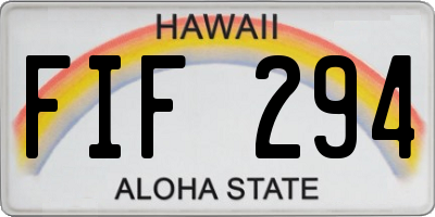 HI license plate FIF294