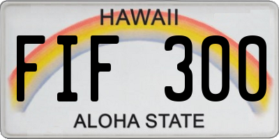 HI license plate FIF300