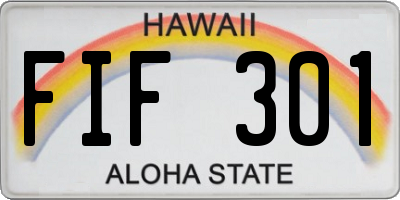 HI license plate FIF301