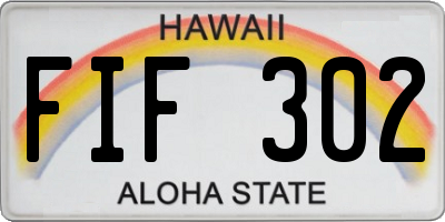 HI license plate FIF302