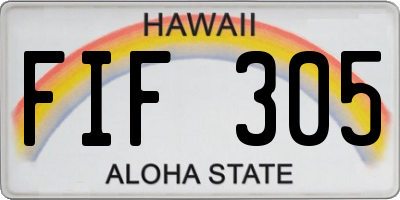 HI license plate FIF305