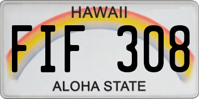 HI license plate FIF308