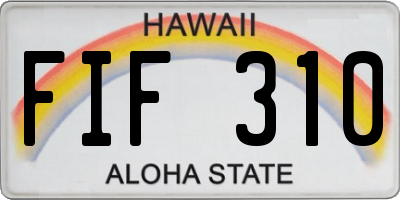 HI license plate FIF310