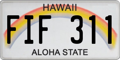 HI license plate FIF311