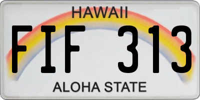 HI license plate FIF313