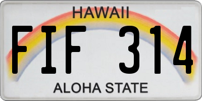 HI license plate FIF314