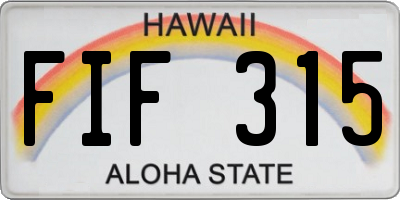 HI license plate FIF315