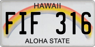 HI license plate FIF316
