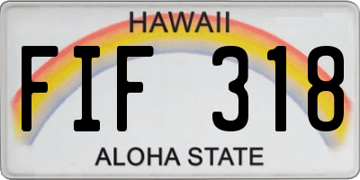 HI license plate FIF318