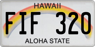 HI license plate FIF320