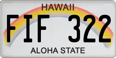HI license plate FIF322