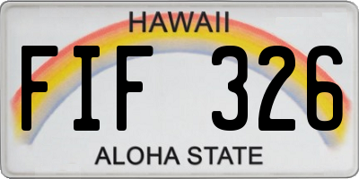 HI license plate FIF326