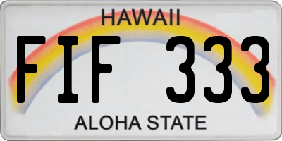 HI license plate FIF333